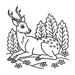 deer lying on the forest floor kids for coloring page