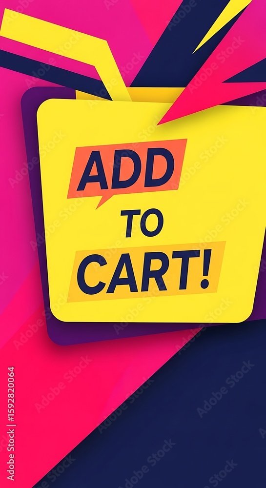 Poster dynamic add to cart graphic with vibrant colors and bold typography design sales