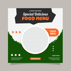 Delicious food menu banner design