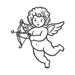 Cupid angel with bow and arrow - vintage cupid illustration