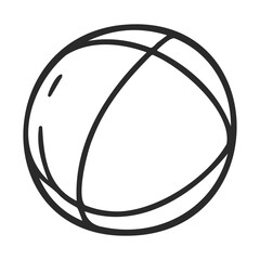 Simple black and white outline of a beach ball with stripes