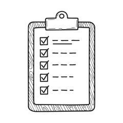 Hand-drawn checklist on a wooden clipboard
