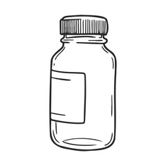 Fototapeta premium Hand-drawn empty medicine bottle illustration with labeled design