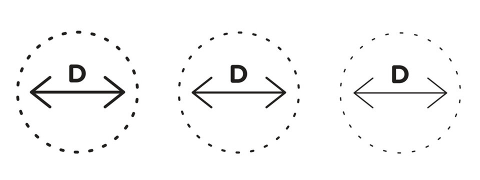 Diameter icon. black strokes lines vector pack for graphic work