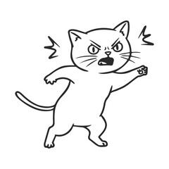 Cartoon angry cat illustration with bold outline and expressive features