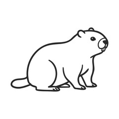 Obraz premium Minimalist black and white marmot sketch with outlined features