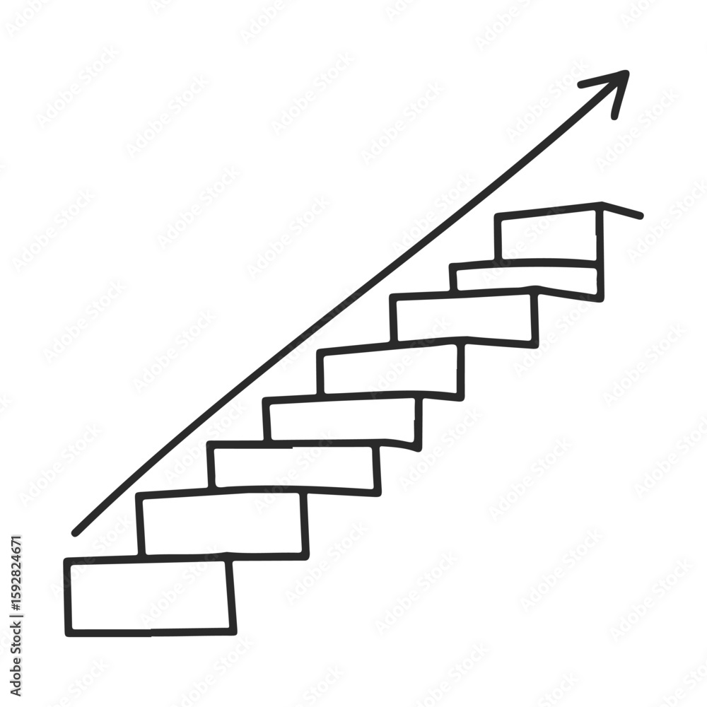 Poster ascending steps with upward arrow symbolizing progress and growth