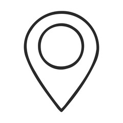 Simple black location pin icon on white background