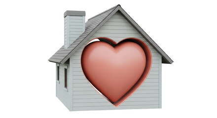 Isolated House with Heart-Shaped Window