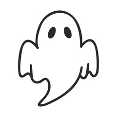 Cartoon ghost illustration with expressionless face and outstretched arms