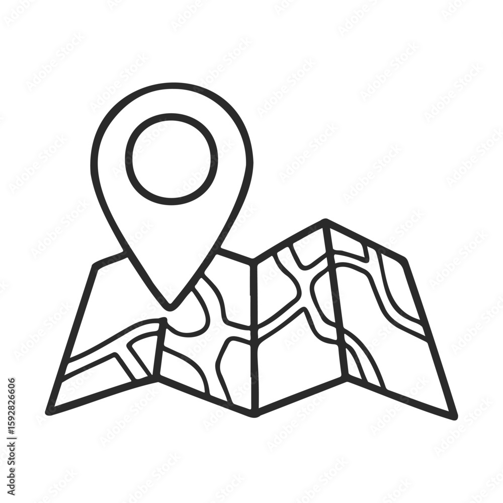 Aufkleber minimalistic line art map with location pin icon