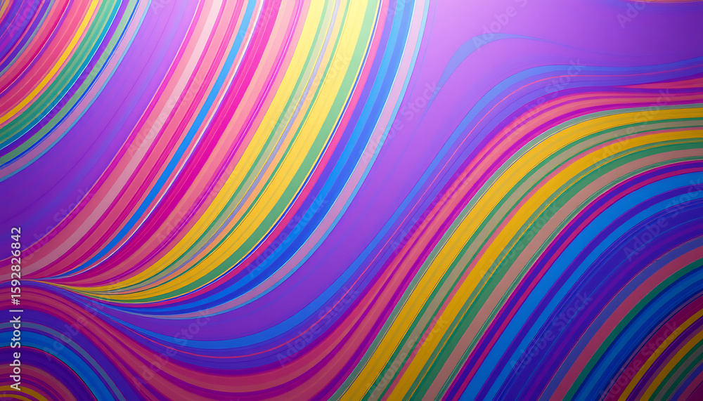 Poster vibrant colorful abstract lines create a flowing pattern against a purple backdrop, suitable for gra