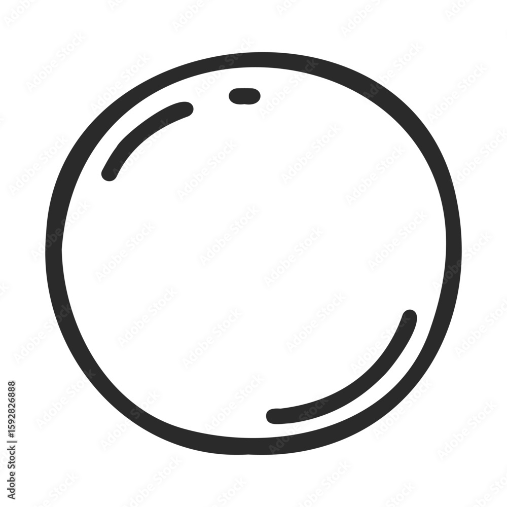 Poster black and white simple circular line drawing of a large bubble