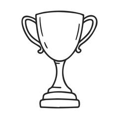 Fototapeta premium Simple black and white trophy cup illustration on white background