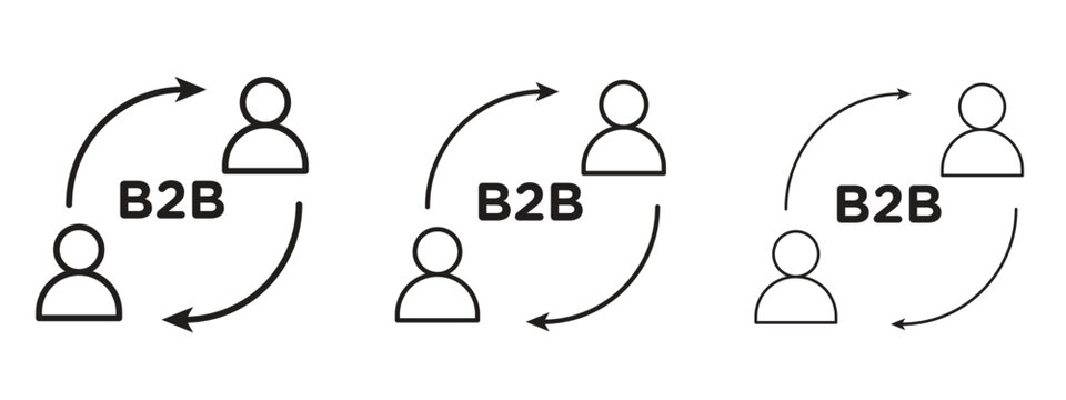 B2B icon. black strokes lines vector pack for graphic work