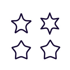 Set of Four Bold Star Outline Icons – Geometric Vector on White Background