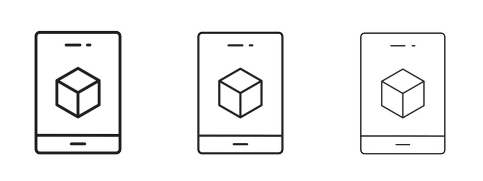 Ar apps icon. black strokes lines vector pack for graphic work