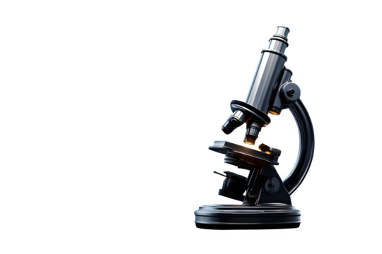 A microscope peering into a galaxy, isolated on transparent background