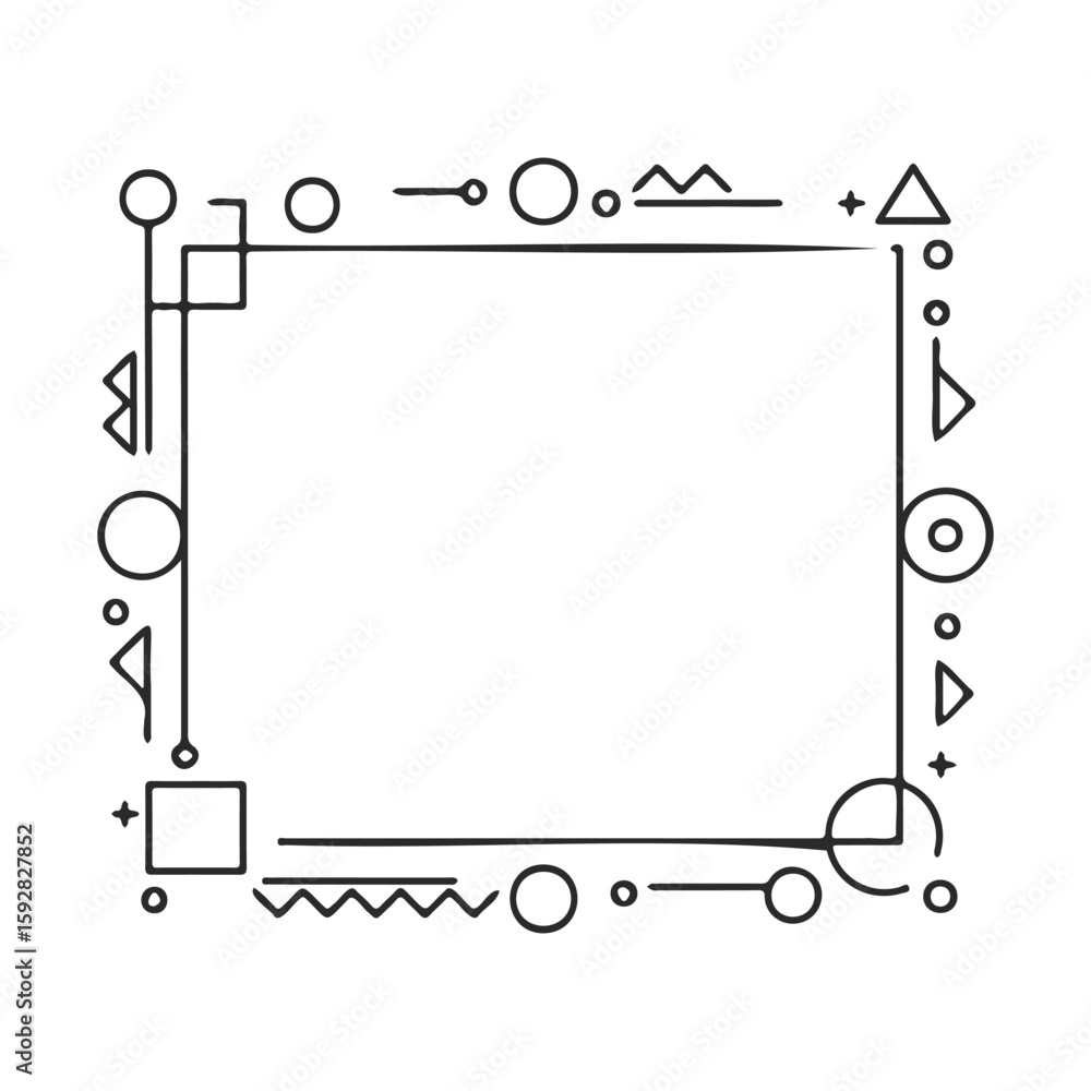 Aufkleber geometric frame with abstract shapes in minimalist design