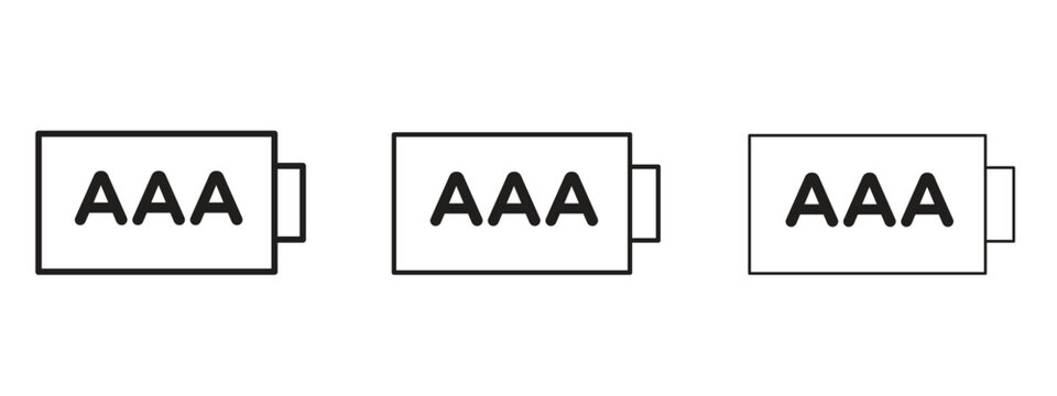 AAA battery icon. black strokes lines vector pack for graphic work