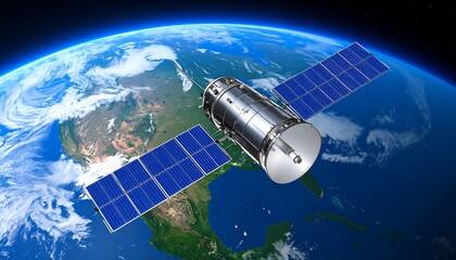 Fototapeta premium Satellite orbiting Earth