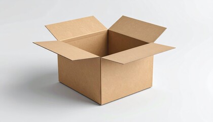 Empty cardboard box open on white background