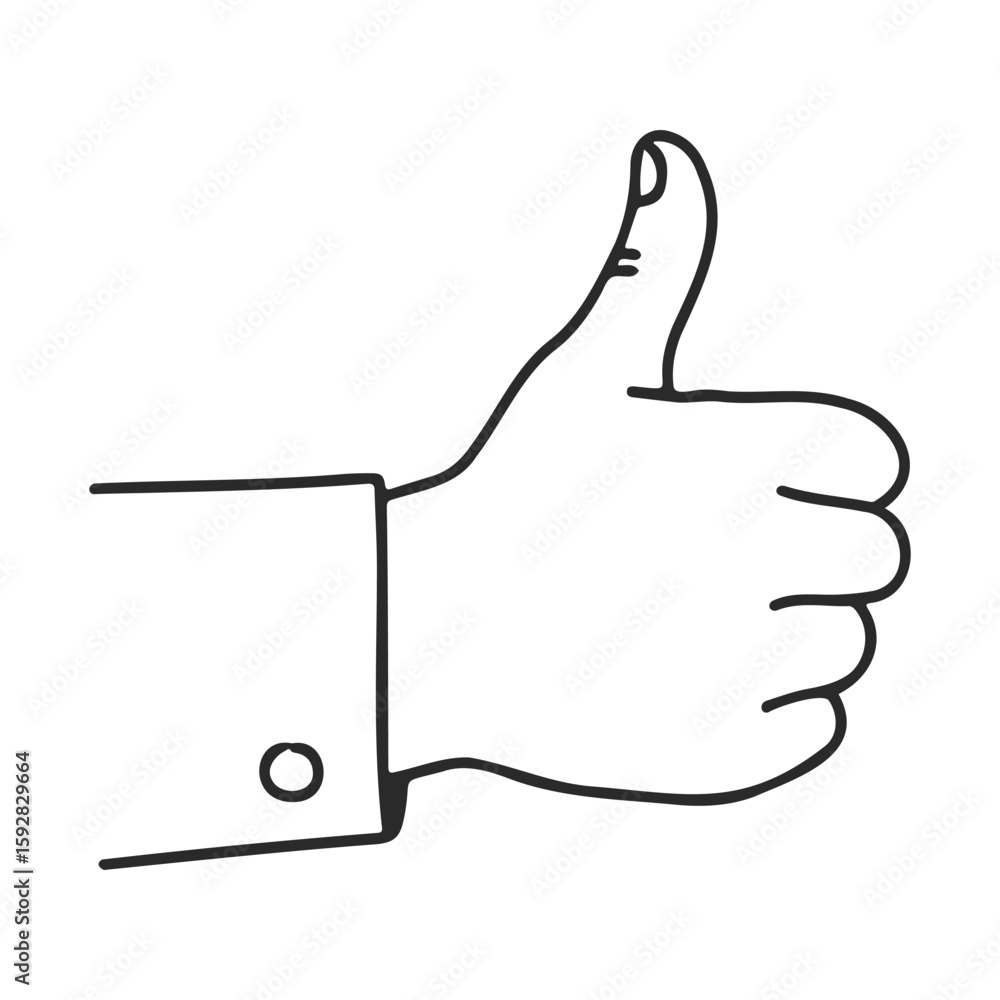 Poster simple line drawing of a thumbs up gesture signifying approval