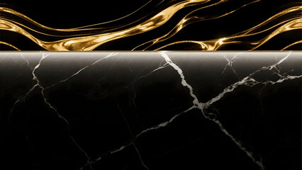 Elegant Black and Gold Abstract Marble Stone Texture Background Image