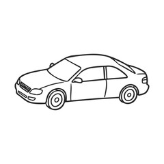 Naklejka premium Outline drawing of a sedan car with four doors and wheels