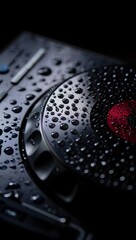 Wet Car Wheel with Water Droplets - Close-Up Detail