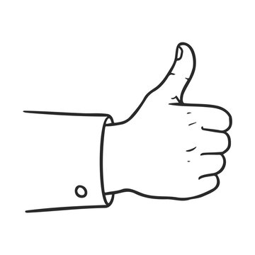 recommend clip art: Black and white sketch of a hand giving a thumbs up