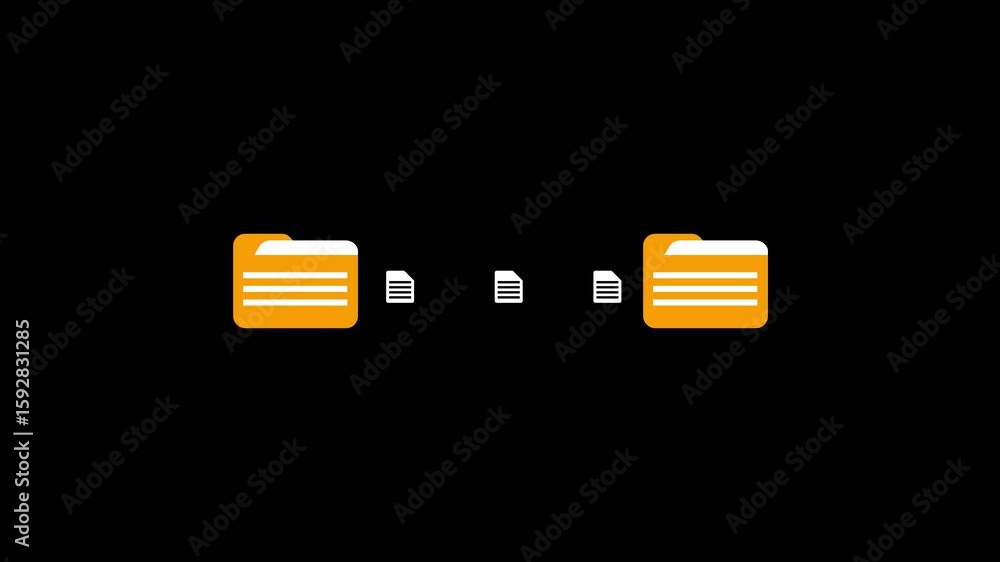 Poster data transfer visualization showing information exchange between digital folders. data transfer anim