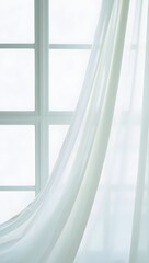 Sheer Curtains Drape in Soft Natural Light - Window Detail
