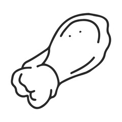 Simple black and white cartoon drawing of a chicken drumstick