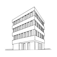 Fototapeta premium Minimalist architectural design of modern four-story building in black and white
