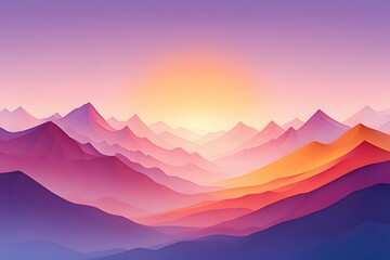 Abstract Mountain Landscape in Vibrant Gradient Colors