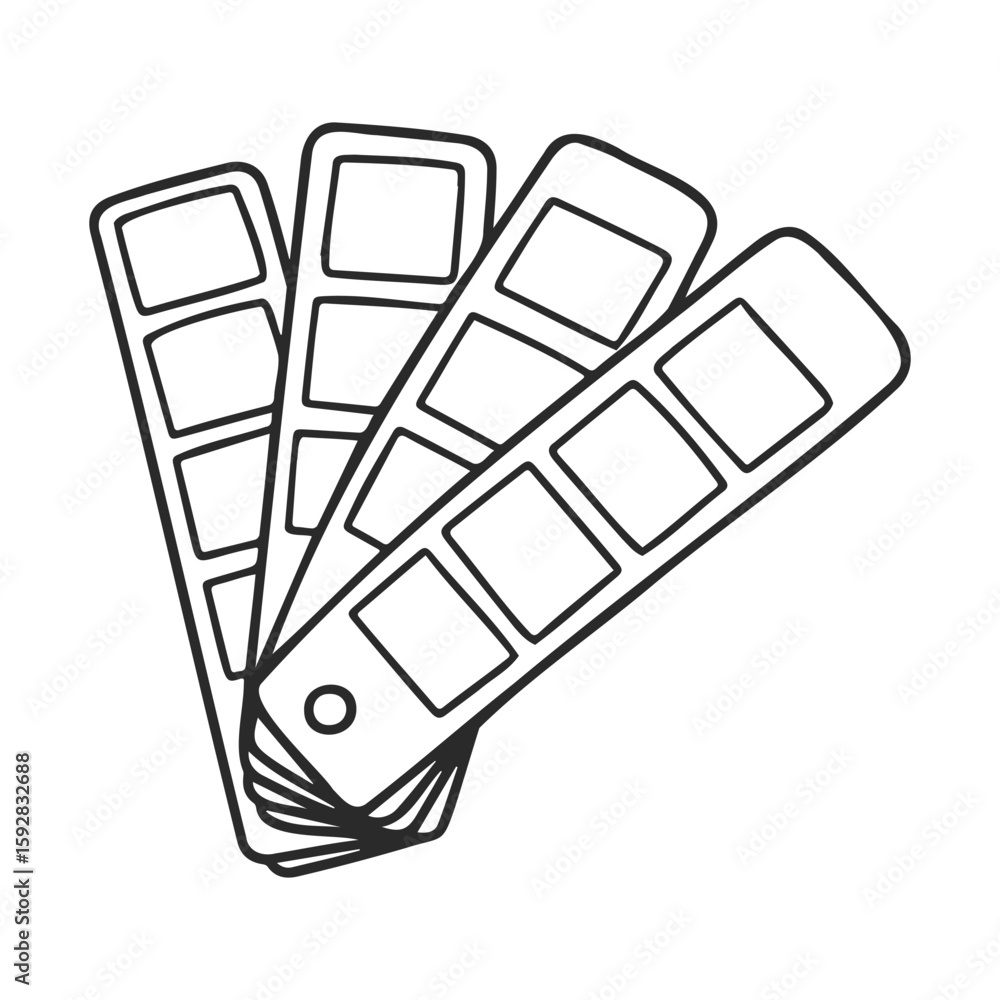 Aufkleber monochrome outline of a swatch book with rectangular color samples
