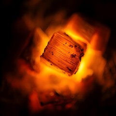 Abstract Macro Image of Crystal Structure with Vivid Orange Light