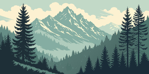 mountain landscape with trees