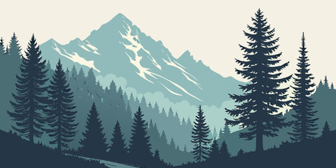 Fototapeta premium winter forest vector illustration