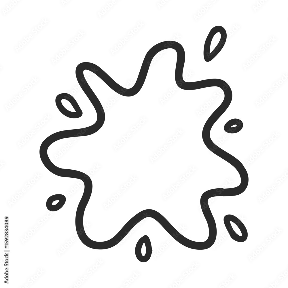 Poster black ink splatter abstract design with dripping elements on white background