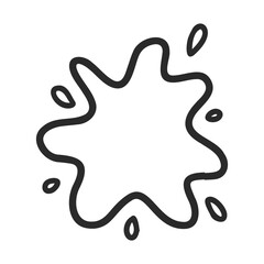 Black ink splatter abstract design with dripping elements on white background