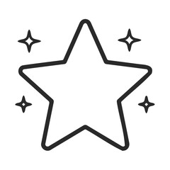 Simple outline of a shining star with sparkles