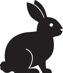 Fototapeta premium Rabbit Silhouette, Black and White Animal Illustration, Vector Design for Easter and Spring, Detailed Bunny Clipart in Monochrome, Easy to Edit