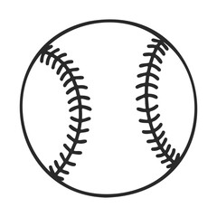 Black and white baseball icon with detailed stitching