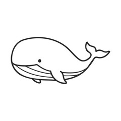 Simple black and white whale outline drawing with minimalist design