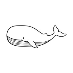 Obraz premium Simple black and white outline of a whale illustration