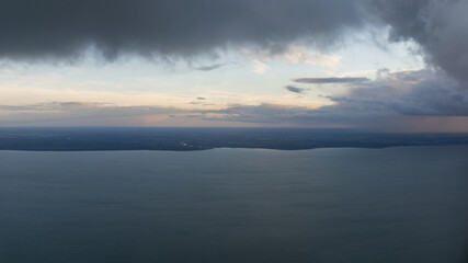 view from the plane to the Curonian Lagoon