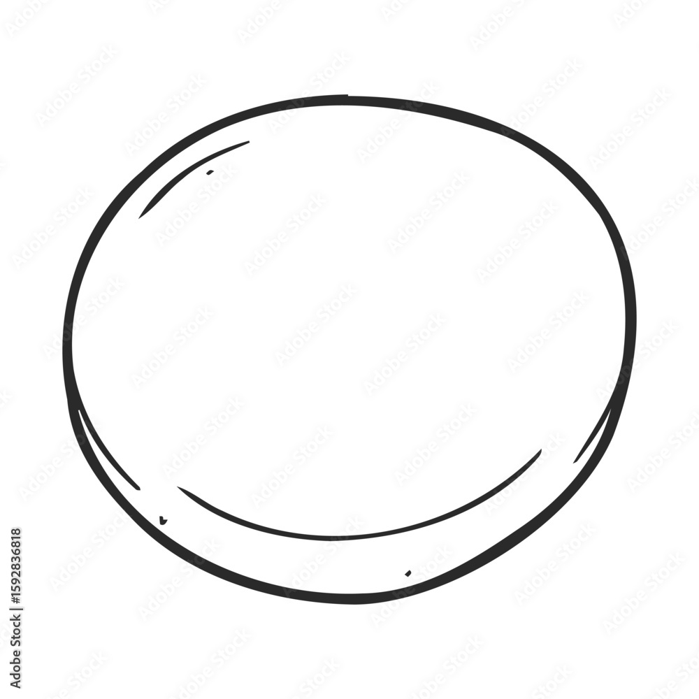 Poster simple black and white line drawing of a circular object on white background