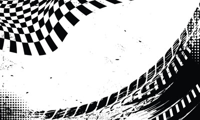 Checkered flag racing background with abstract grunge brush strokes